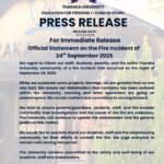 Press Release: Tharaka University Official Statement on the Fire Incident of 24th September 2025